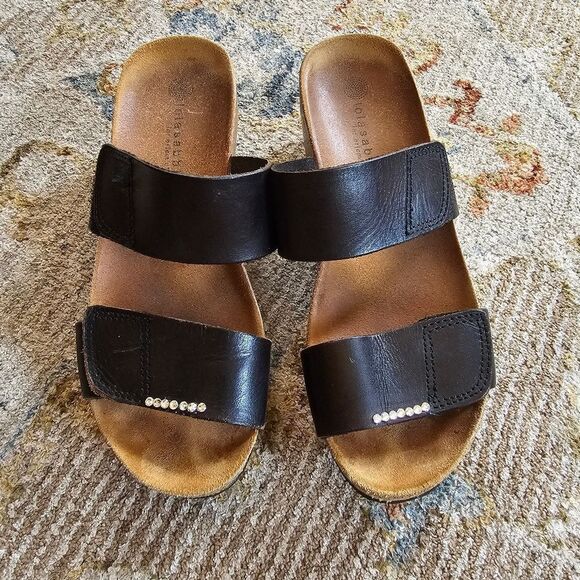 Lola Sabbia Wedge Black Sandal, Velcro Strap, Sz 37 Or 6.5-7 - Picture 3 of 7
